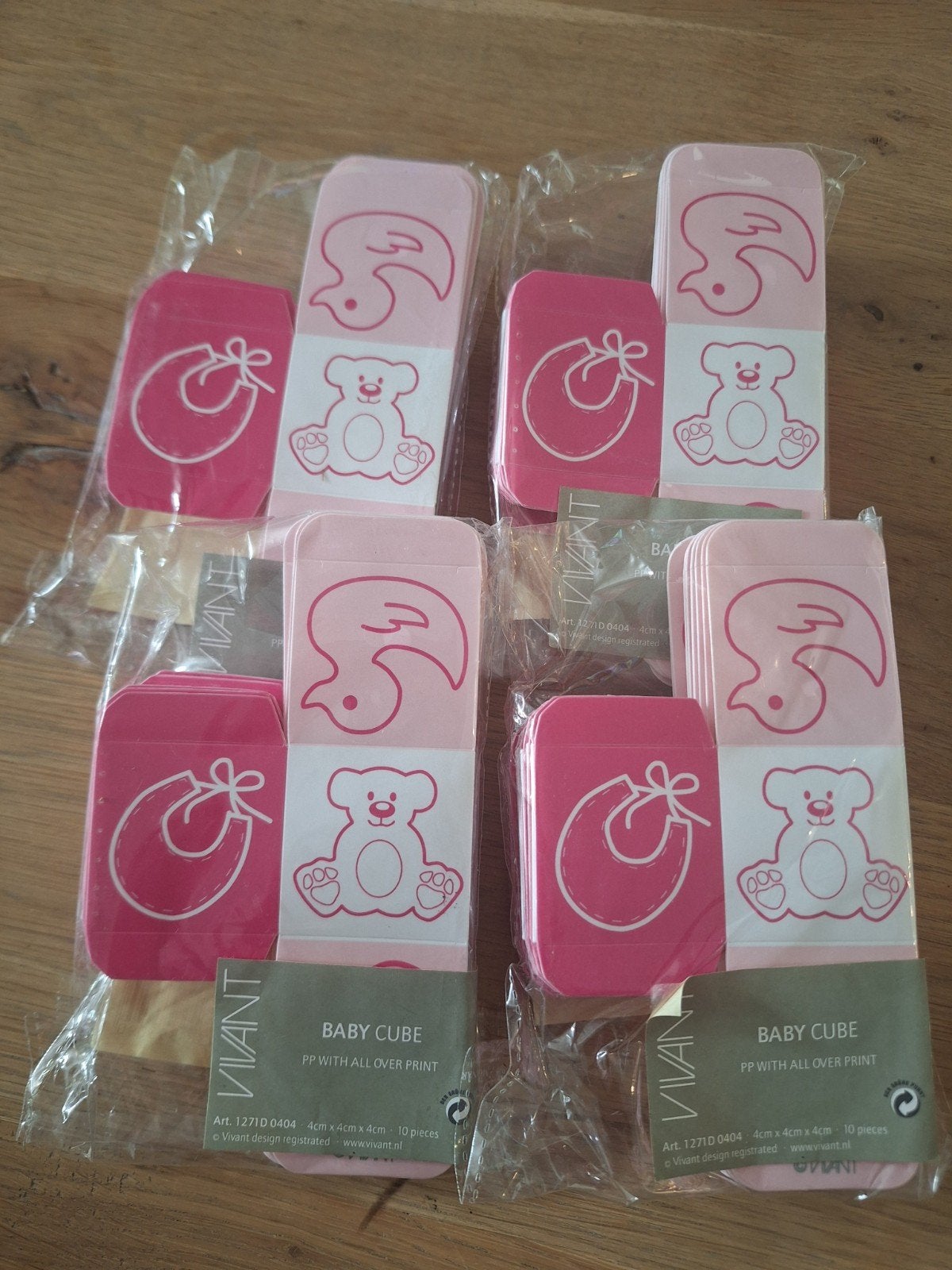 4x 10 Baby cube roze wit van Vivant, Ophalen of Verzenden, Nieuw, Kraamcadeau
