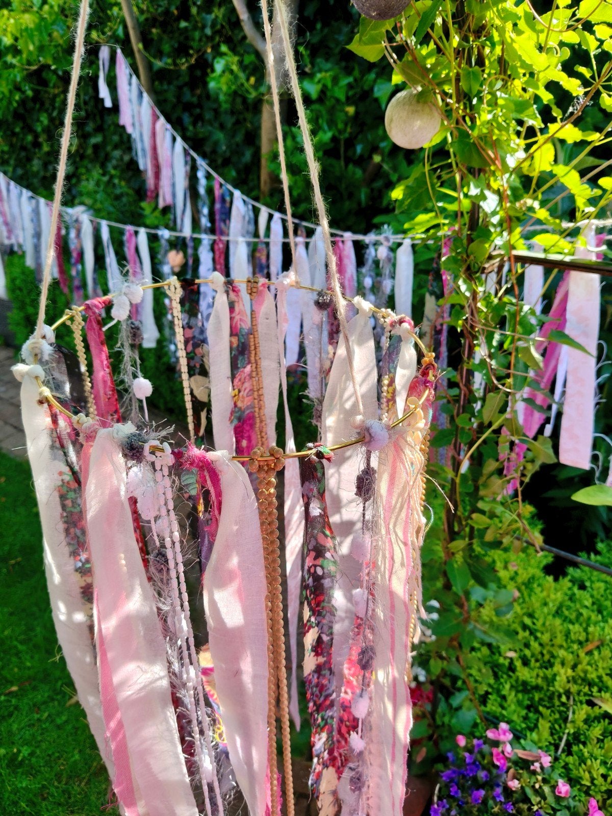 Bohemian versiering: 10m slinger & hanger, Brocante, Nieuw, Roze, Ophalen of Verzenden