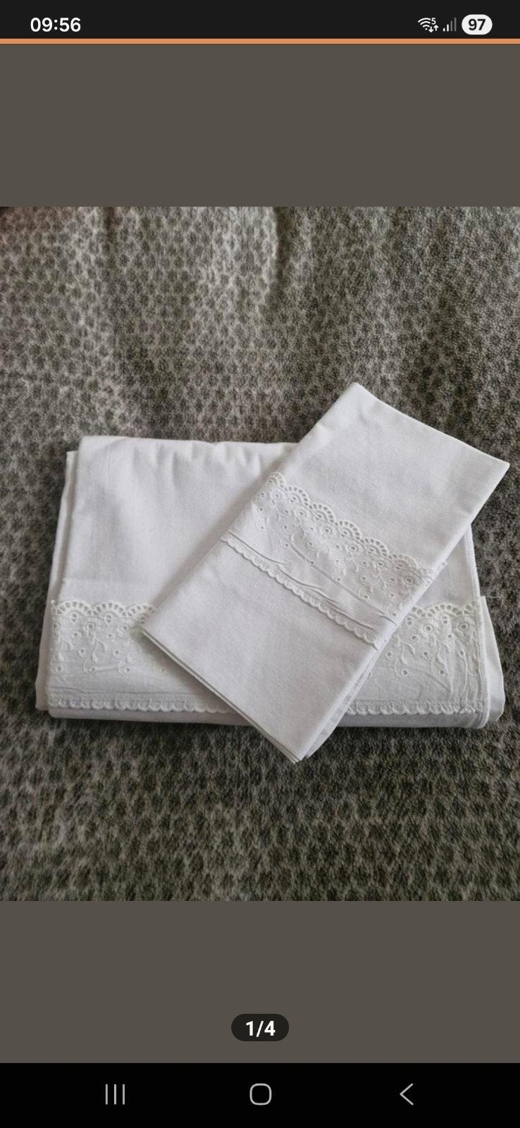 Wit katoenen eenpersoons dekbedovertrek met broderie, Eenpersoons, Wit, Dekbedovertrek, Ophalen of Verzenden