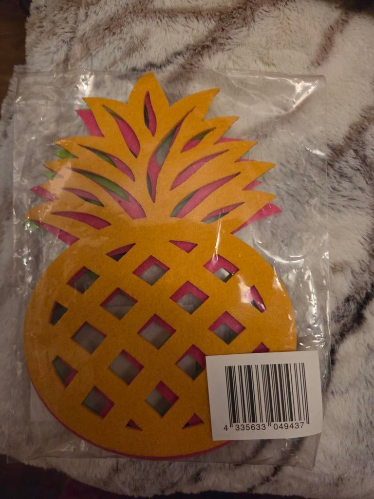 Onderzetters 3 stuks ananas, Ophalen of Verzenden, Glas of Kopje