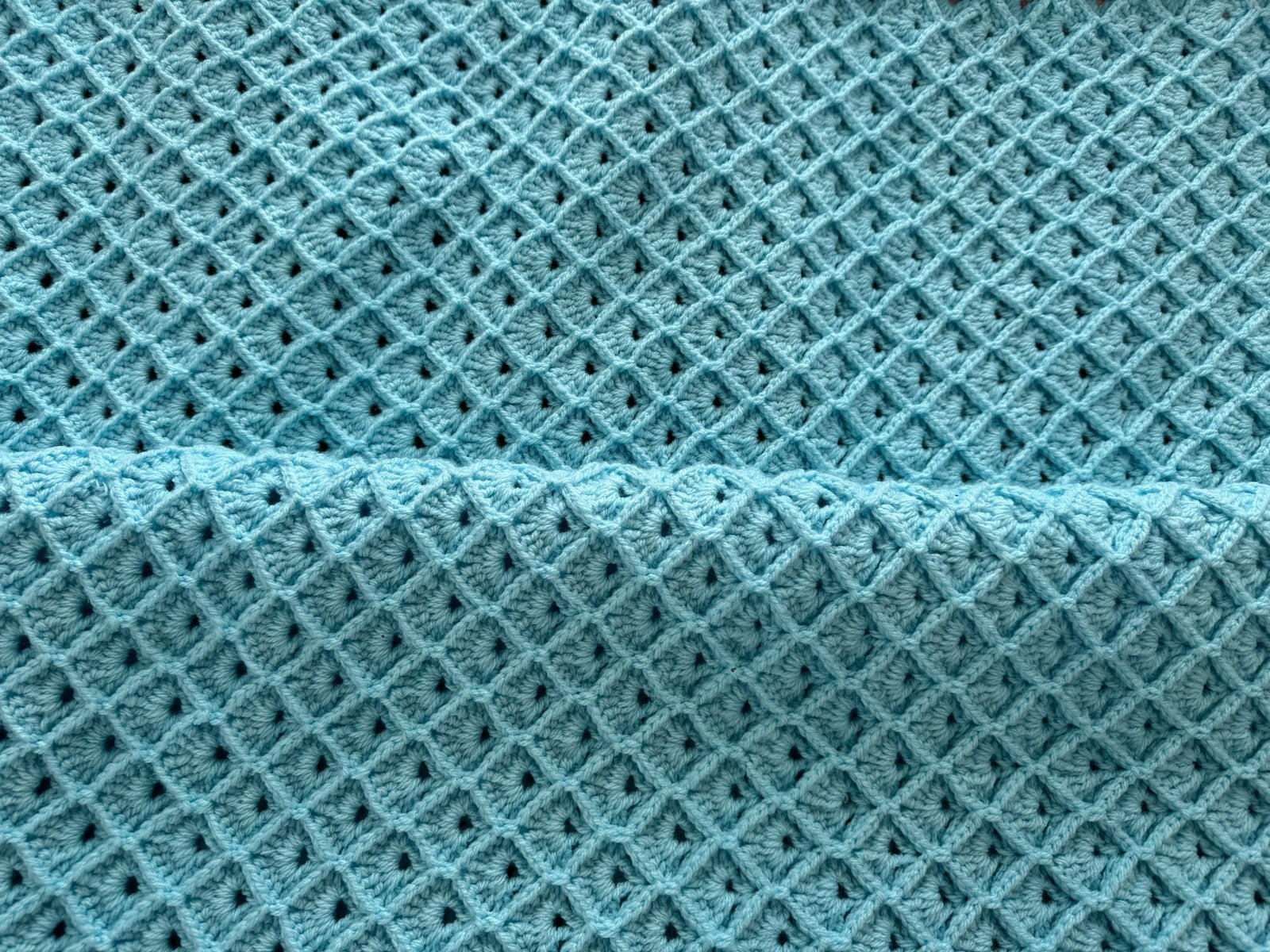 Handgemaakte Gehaakte Deken - Zacht Blauw 135x135 cm, Ophalen, 135 cm, Woondeken, Gehaakt