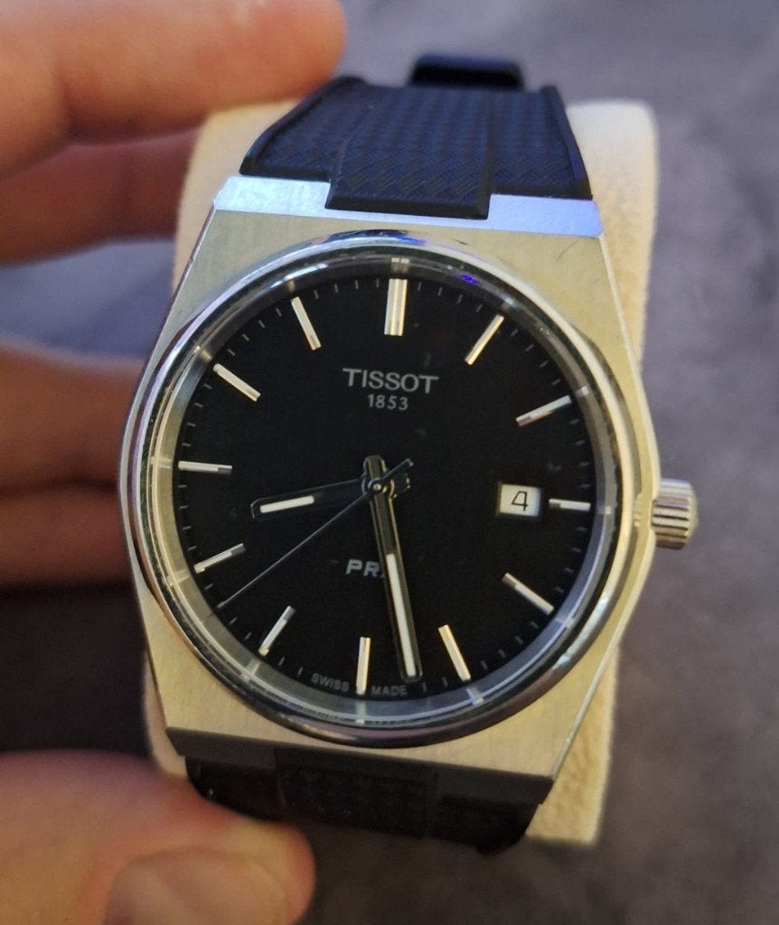 Tissot PRX Quartz 40mm Zwart + Extra Rubber Strap, Sieraden, Tassen en Uiterlijk, Horloges | Heren, Overige merken, Staal, Staal