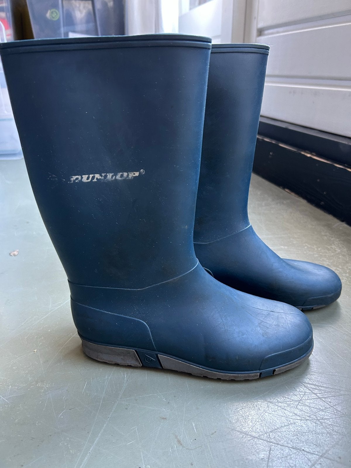 Blauwe Dunlop regenlaarzen, maat 34, Kinderen en Baby's, Ophalen, Gebruikt, Jongen of Meisje, Laarzen