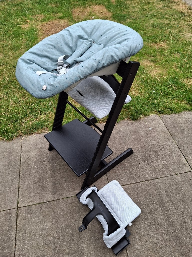 Stokke Tripp Trapp stoel, met newbornset en babyset, Ophalen, Gebruikt, Meegroeistoel, Aanschuifbaar