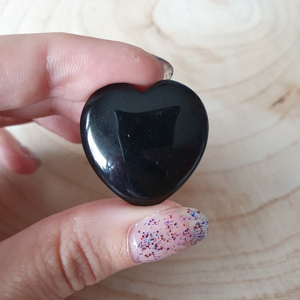Edelsteen hartje 3cm Zwarte obsidiaan, cadeau, verzamelen, D, Nieuw, Ophalen of Verzenden, D