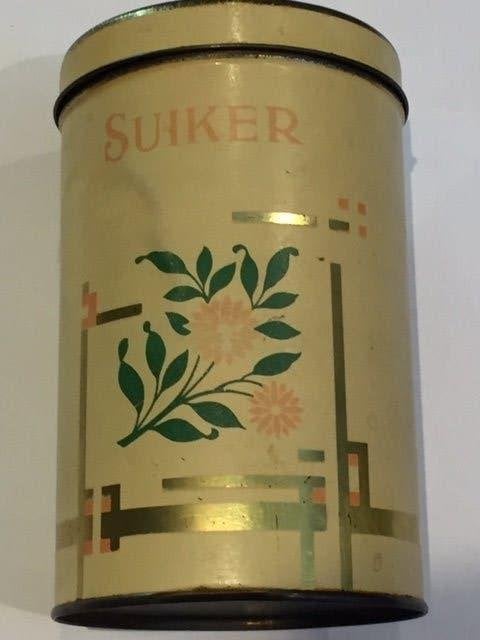 suiker blik tin oud antiek, Verzamelen, Blikken, Gebruikt, Suiker, Ophalen of Verzenden