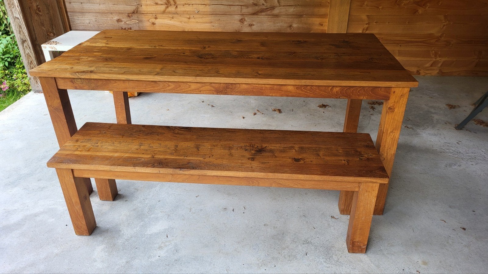 Eettafel 180cm en bank, Ophalen, Gebruikt, 50 tot 100 cm, Vijf personen of meer
