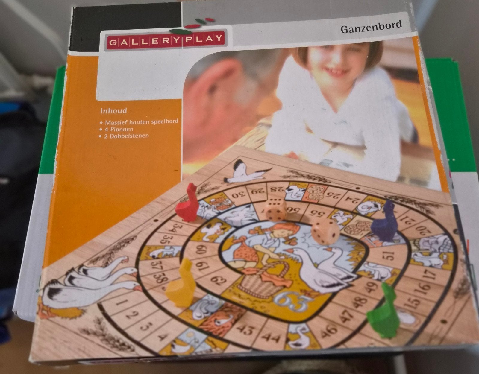 Houten ganzenbord - Klassiek bordspel voor het hele gezin, Drie of vier spelers, Ophalen of Verzenden, Zo goed als nieuw