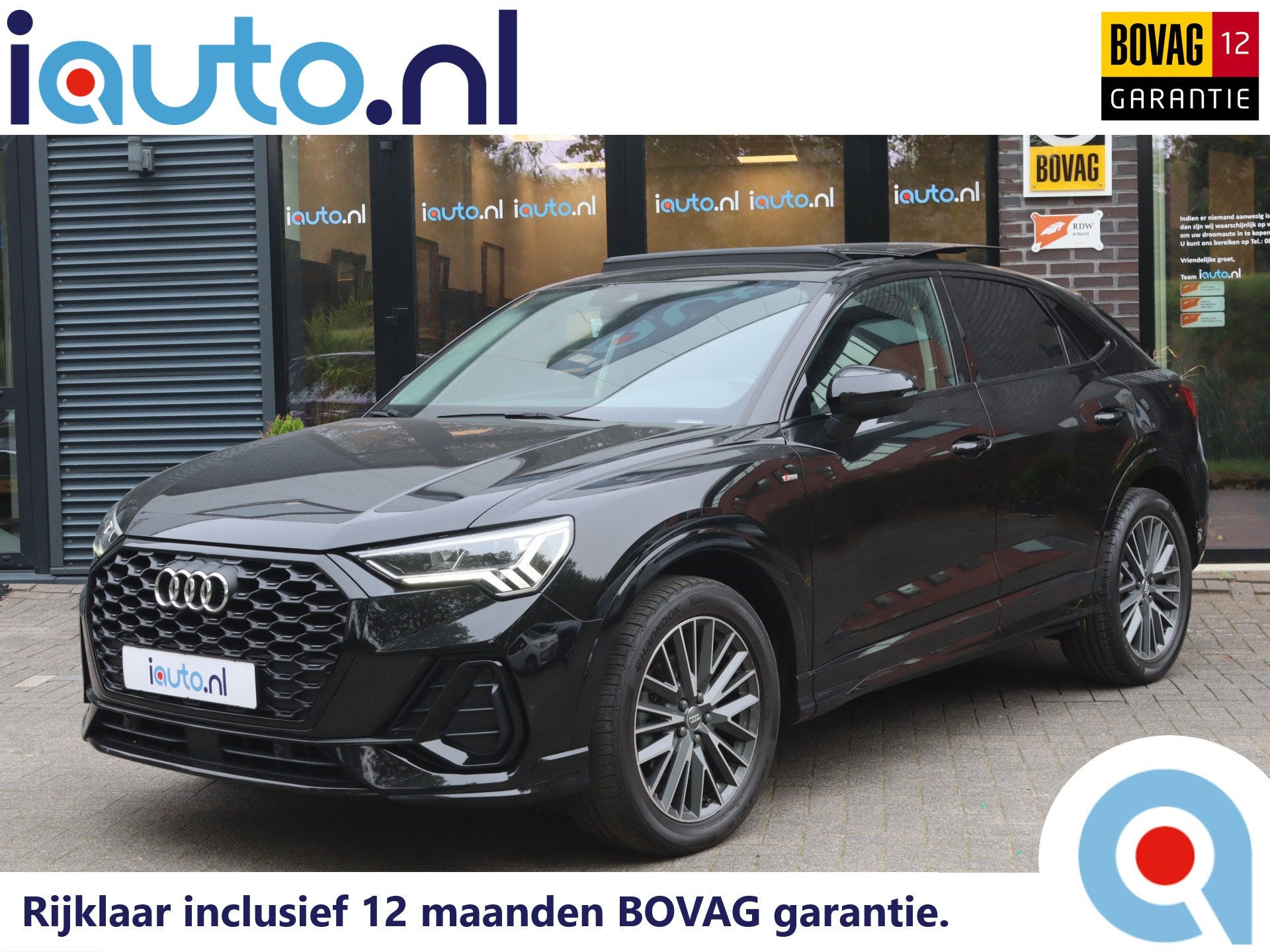 Audi Q3 Sportback 35 TFSI S-Line Optiek Black Pano/Leder/LED, Auto's, 4 cilinders, 1505 kg, Zwart, Bedrijf