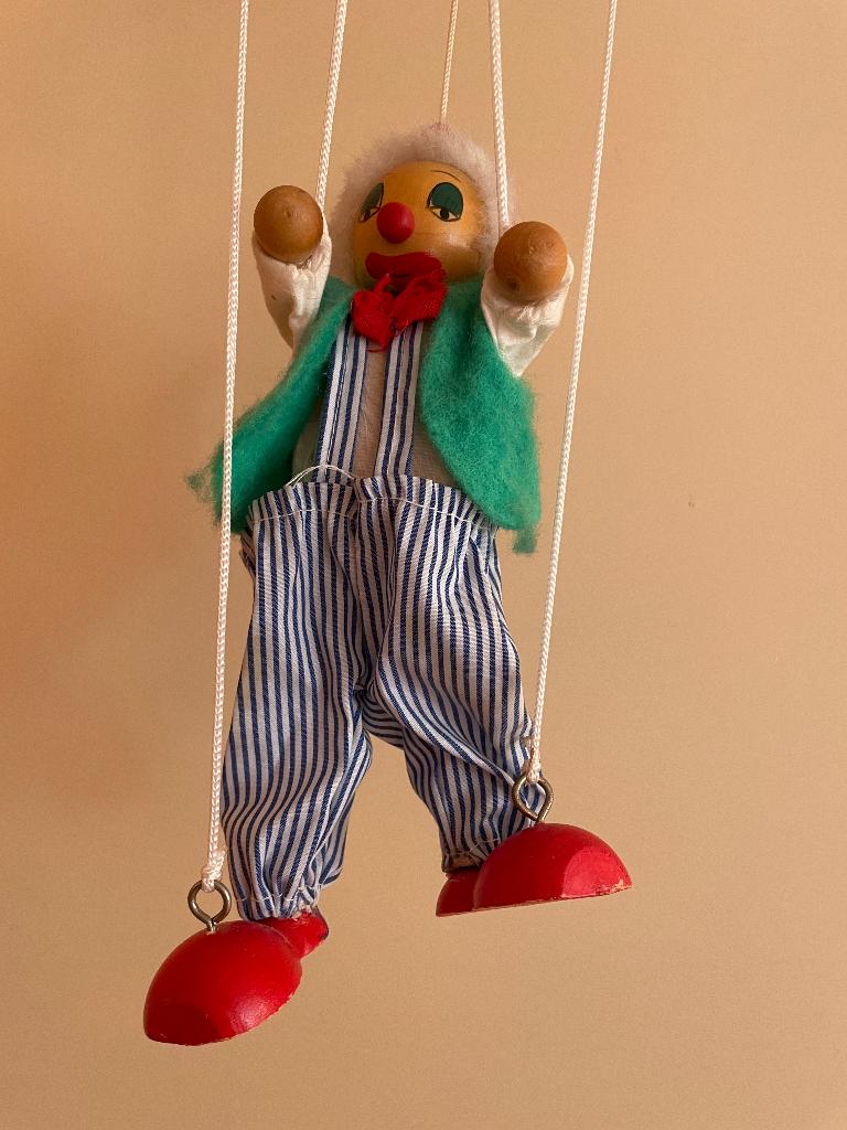 Marionet Clowntje, Verzamelen, Poppen, Verzenden, Gebruikt, Overige typen