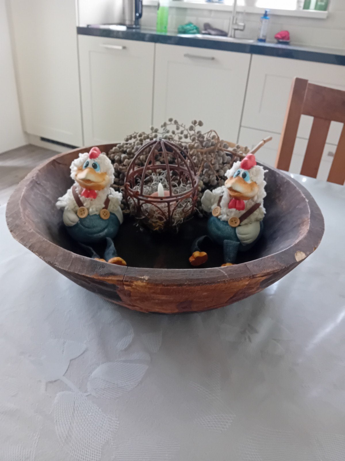 Grote olijfbak / houten schaal, Gebruikt, Schaal, Rond, Ophalen of Verzenden