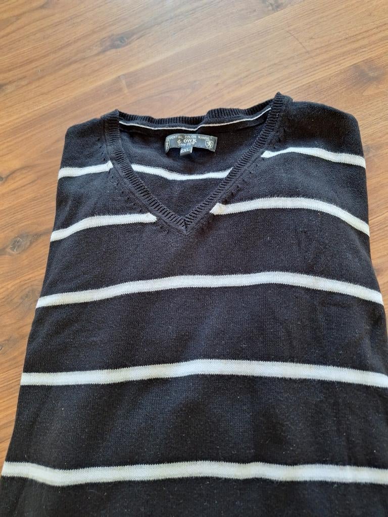 Zwart-wit gestreepte V-hals trui, maat 6XL, Ophalen of Verzenden