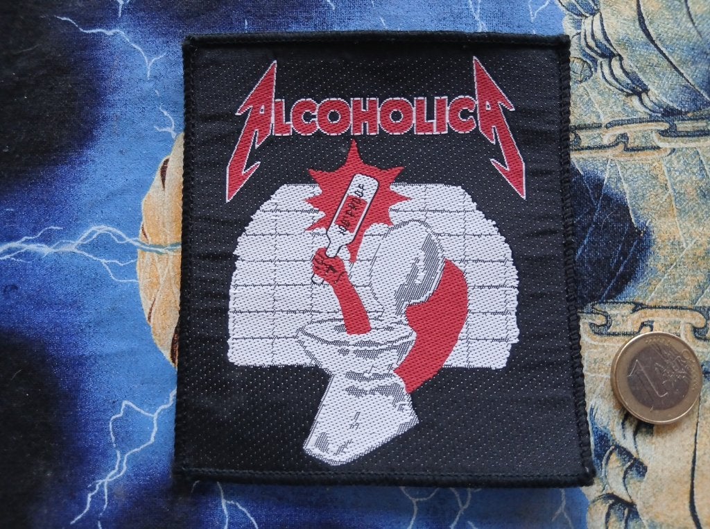 Metallica vrij zeldzame alcoholica vintage 1989 patch 130, Verzenden, Nieuw, Kleding