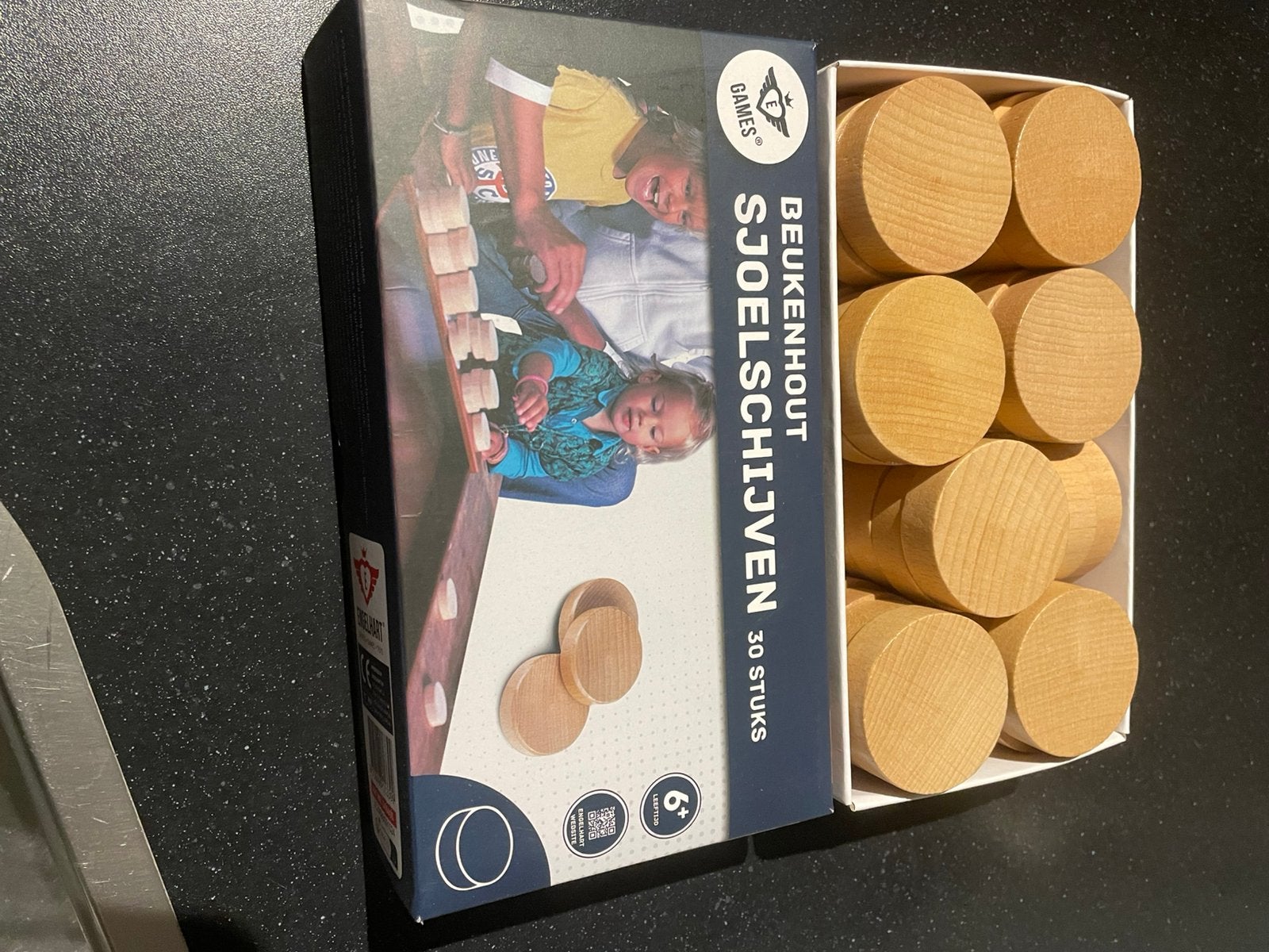BEUKENHOUTEN longfield holgedraaide sjoelschijven nieuw, Ophalen of Verzenden, Nieuw