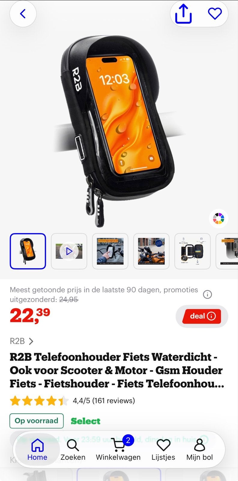 R2B Telefoonhouder Fiets Waterdicht t.w.v €22,39, Ophalen of Verzenden, Gebruikt, Fiets
