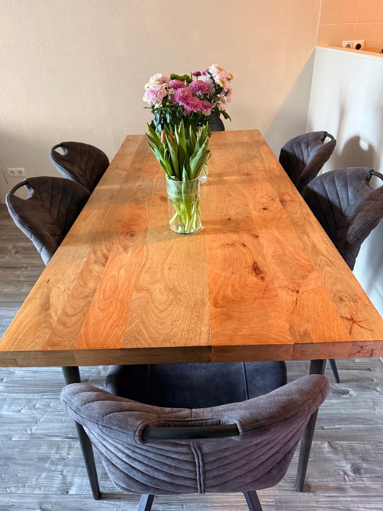 Mango tafel -+ 6 eetstoelen, Huis en Inrichting, Complete eetkamers, Ophalen, Zo goed als nieuw, 4 tot 6 stoelen