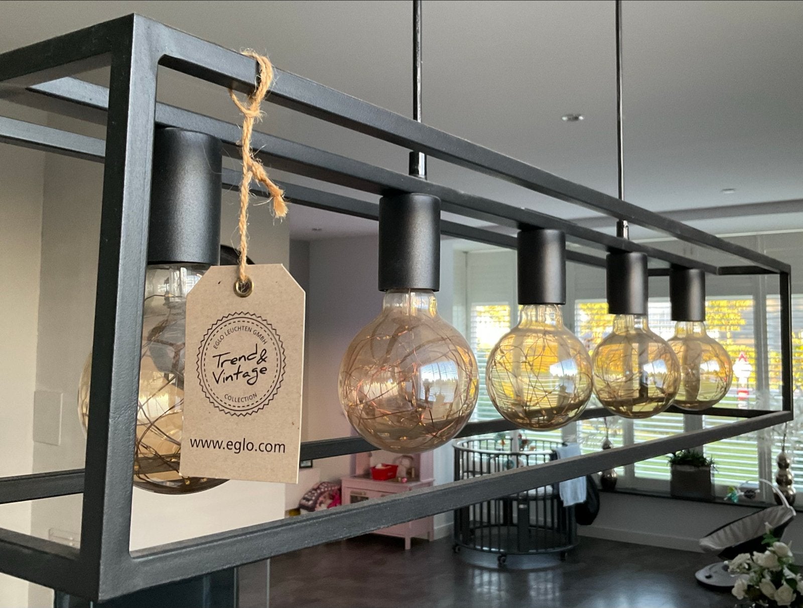 EGLO Trend & Vintage hanglamp met 5 E27 LED filament lampen, Ophalen, Zo goed als nieuw, Metaal, E27 (groot)