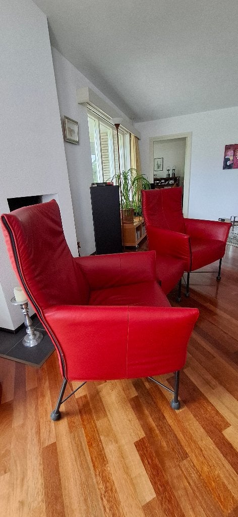 Originele Montis Charly fauteuils plus Montis poef, Ophalen, Minder dan 75 cm, Design, Leer