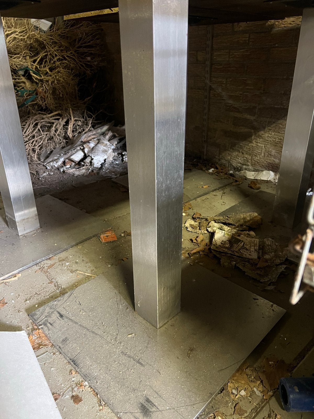 Metalen tafelpoot met vierkante voet 5st, Ophalen, Tafelpoot, Minder dan 50 cm, Gebruikt