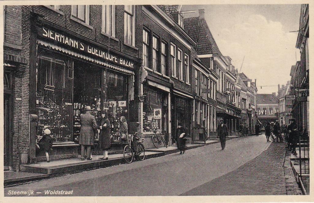 Steenwijk, Fotokaart, Winkels., Verzenden, 1920 tot 1940, Gelopen, Overijssel
