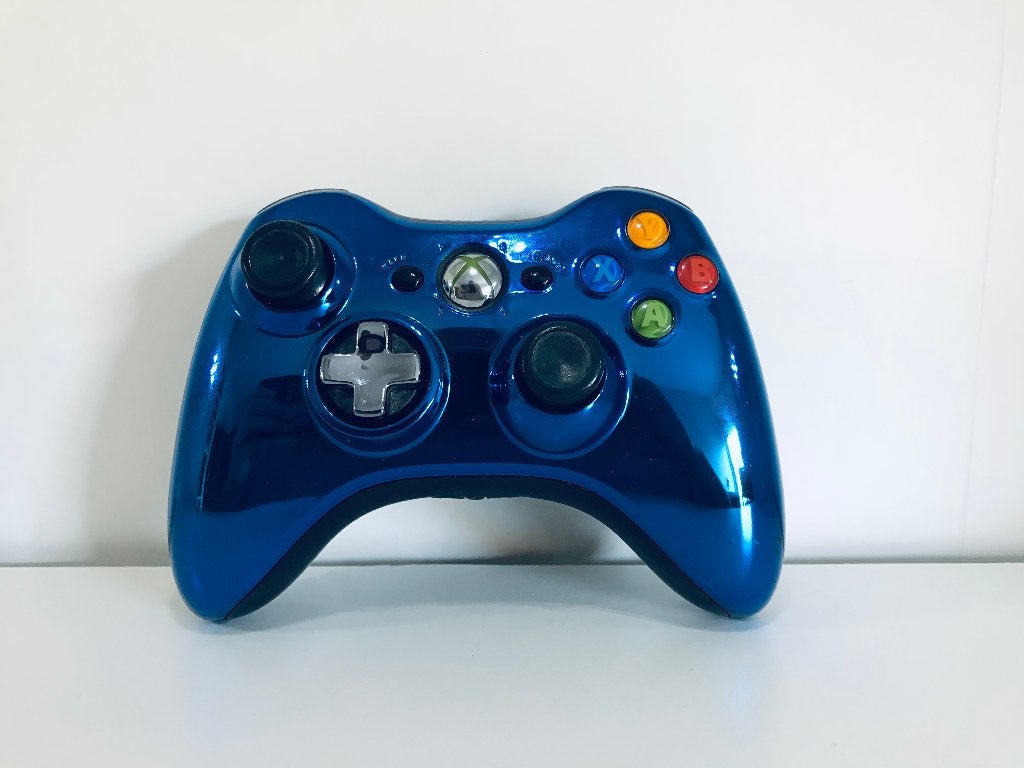 XBOX 360 - Controller Chroom Blauw (Origineel), 1 speler, Ophalen of Verzenden, Zo goed als nieuw, Vanaf 3 jaar