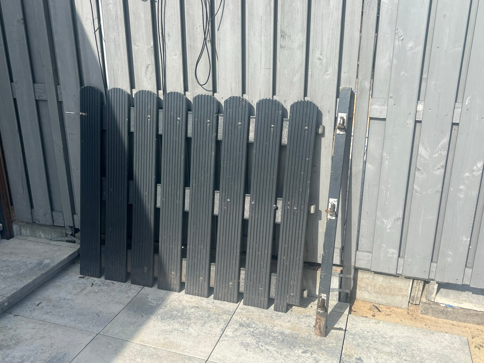 Douglas houten tuinpoort met ophangset - 140x118 cm, Ophalen, Met poort, Zo goed als nieuw, Tuinhek