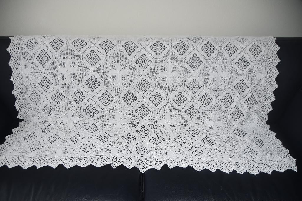 Romantische brocante bedsprei vintage sprei wit, Verzenden