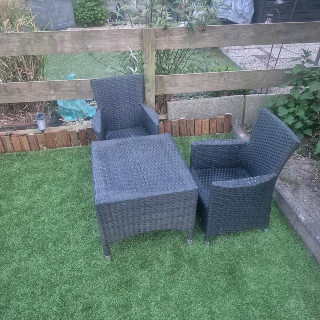 Pure Collection Wicker Tuinset - 2 Stoelen & Tafel, Tuin en Terras, Ophalen of Verzenden, Gebruikt, Wicker