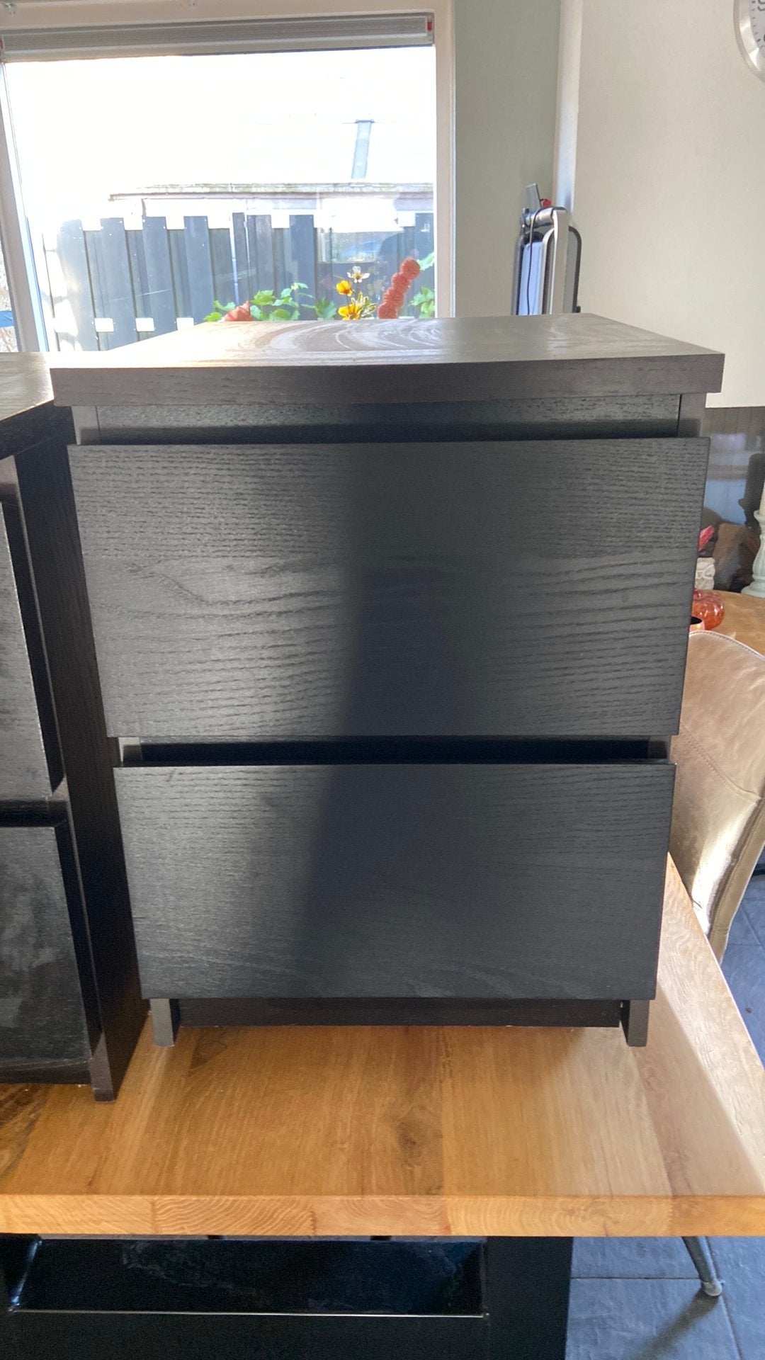 2 zwarte kastjes met 2 grote lades - 48x40x54,5 cm, Huis en Inrichting, Ophalen, 1 of 2 laden, 50 tot 100 cm, Zo goed als nieuw