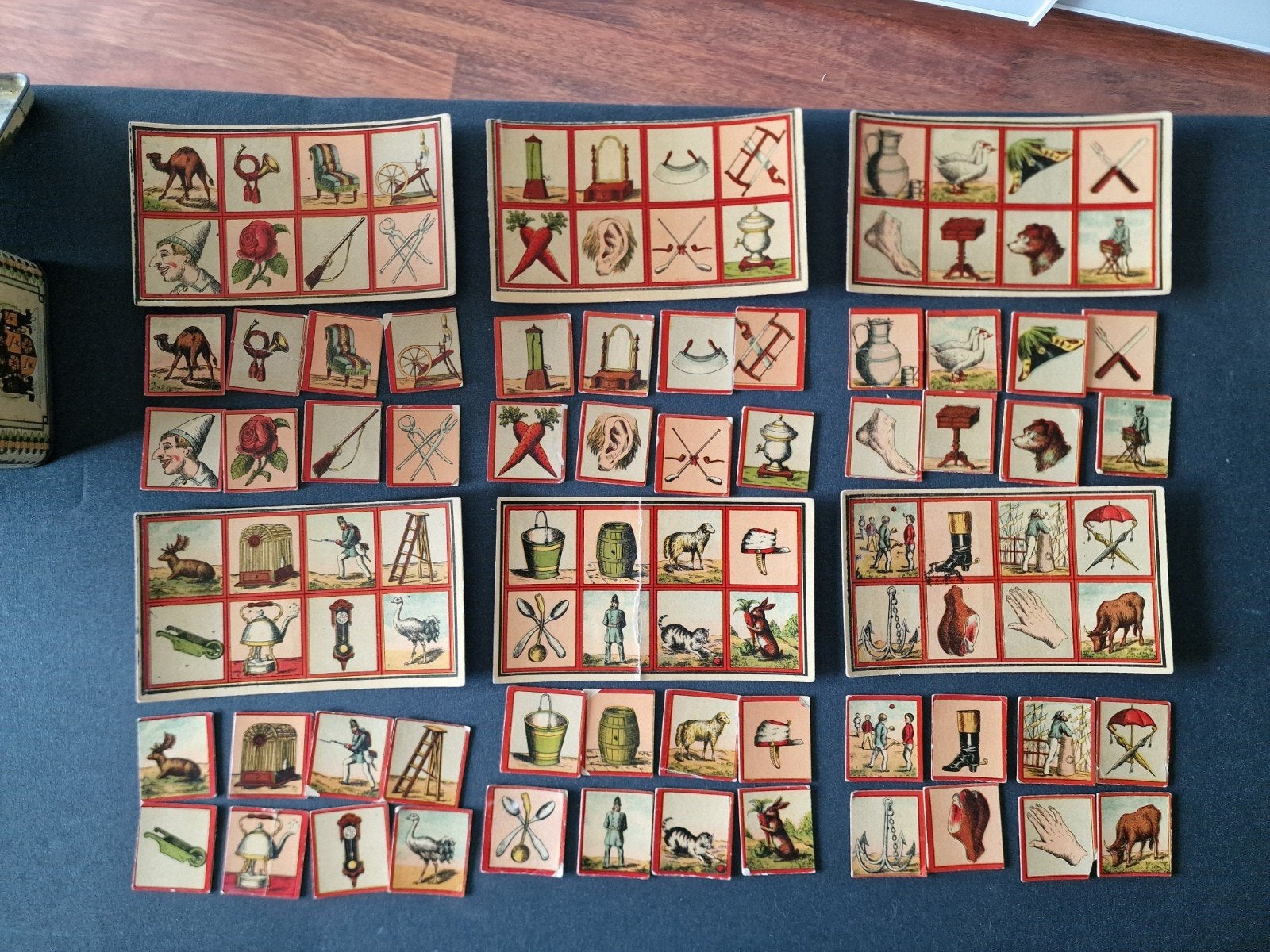 Antiek Lotto/Bingo Spel met Prachtige Illustraties, Ophalen of Verzenden, Gebruikt
