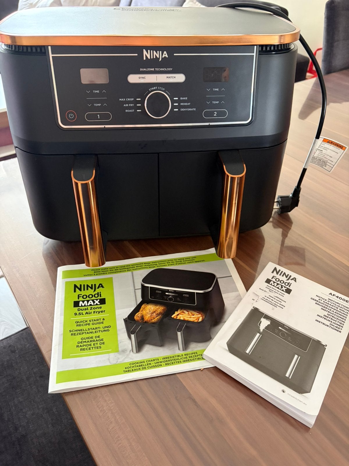 Ninja Dubbele Airfryer XXL 9,5L (DZ400EU), Witgoed en Apparatuur, Airfryers, Ophalen, Zo goed als nieuw, Airfryer XXL, 1500 gram of meer