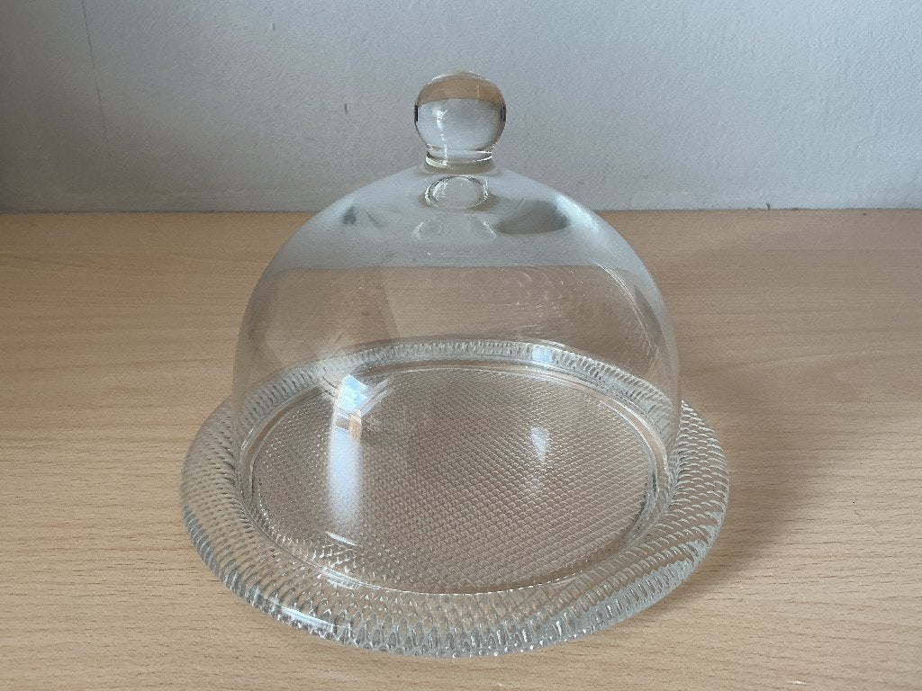 Stolp met plateau (glas), Huis en Inrichting, Woonaccessoires | Stolpen, Glas, Ophalen of Verzenden, Zo goed als nieuw, Inclusief decoratie