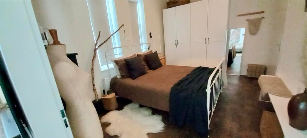 Antiek brocante spijlen bed - Wit metalen bedframe, Ophalen