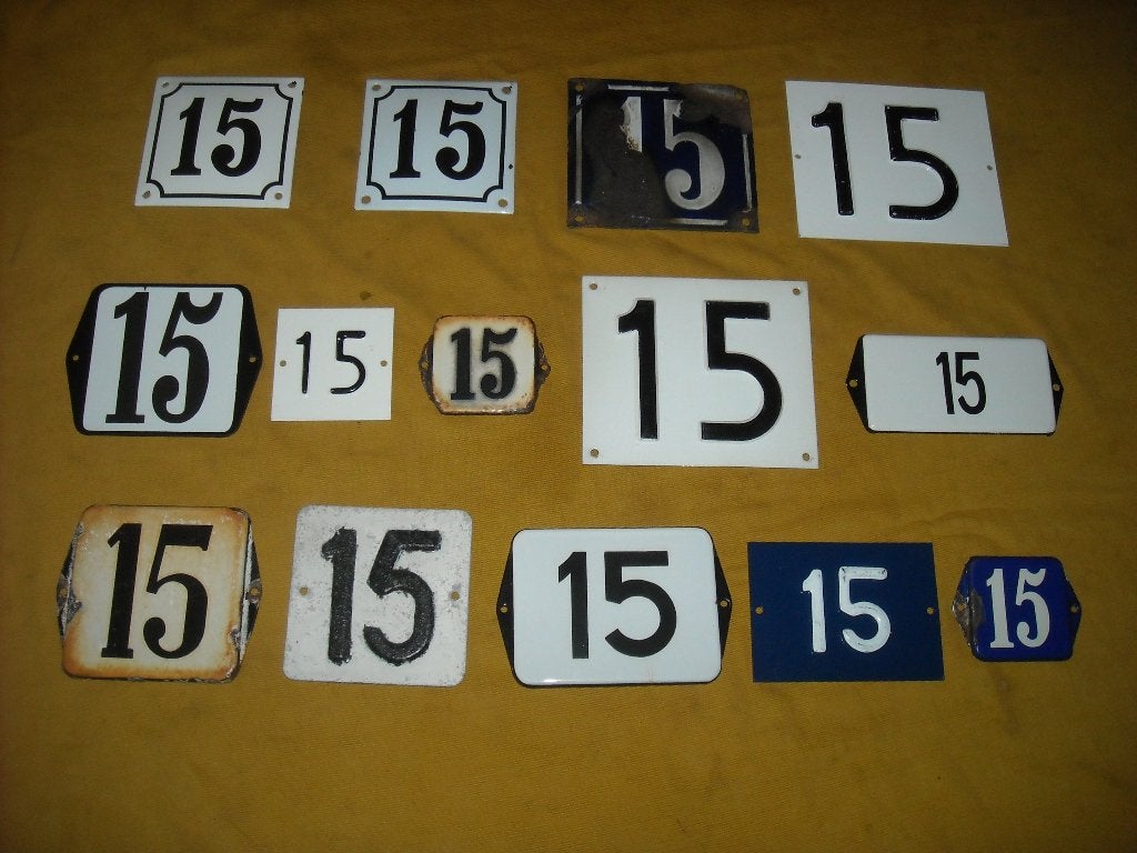 oud emaille huisnummer 15 ook 16 17 18 19 20 21 22 23 24 25, Antiek en Kunst, Antiek | Emaille, Ophalen of Verzenden