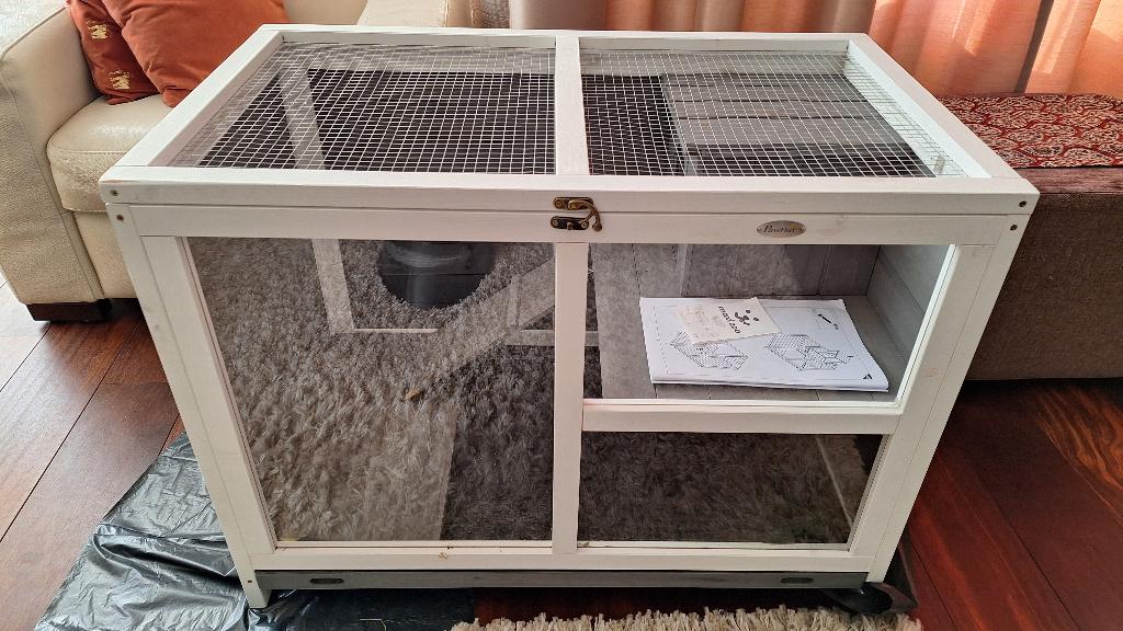 PawHut konijnenhok binnenhok kleur wit en grijs, Dieren en Toebehoren, Ophalen, Hamster, 60 tot 90 cm, Nieuw
