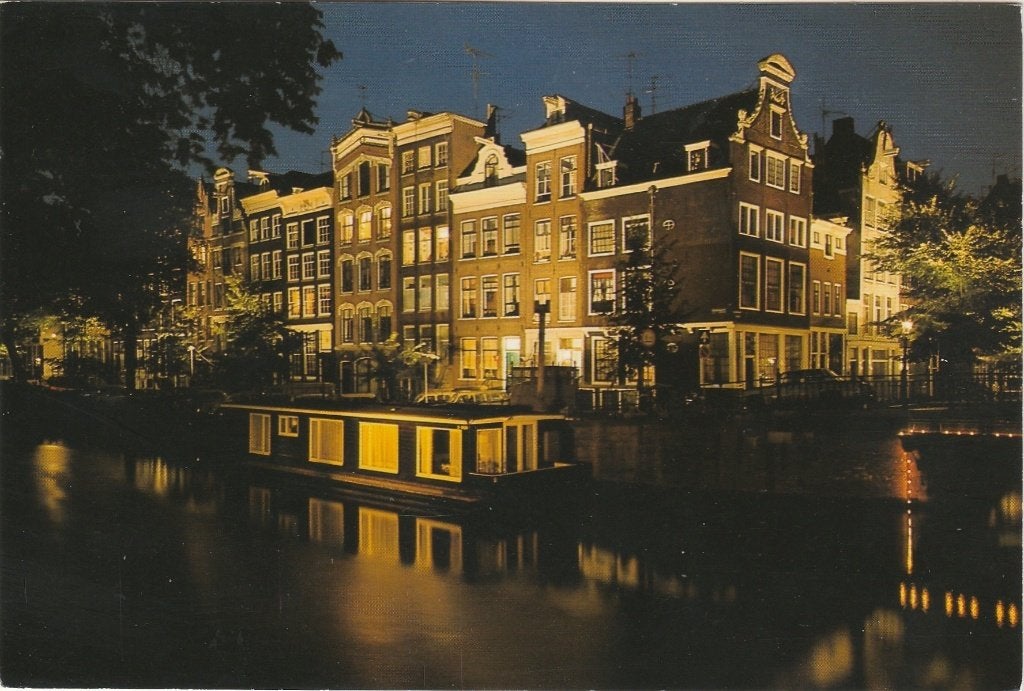 AMSTERDAM Herengracht met Woonboten Avond, Verzenden, 1980 tot heden, Gelopen, Noord-Holland