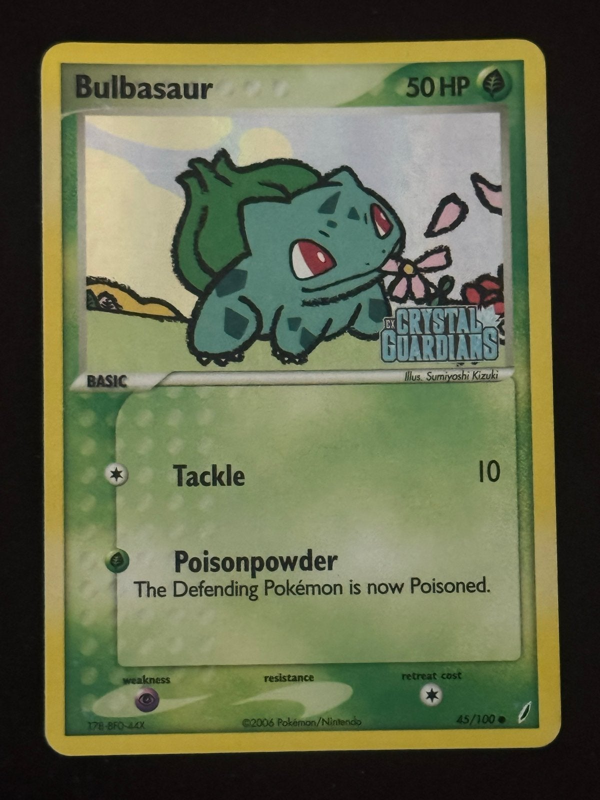 Bulbasaur Crystal Guardians 45/100 Stamped rev holo., Ophalen of Verzenden, Gebruikt, Losse kaart