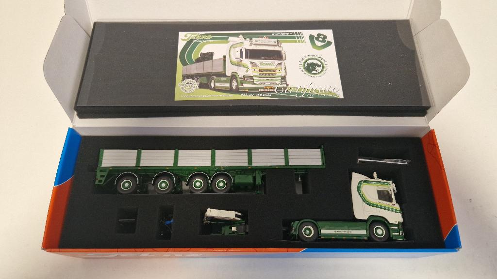 Tekno Patrick vd Hoeven Scania V8 met stenenoplegger, Ophalen of Verzenden, Zo goed als nieuw, Bus of Vrachtwagen, Tekno