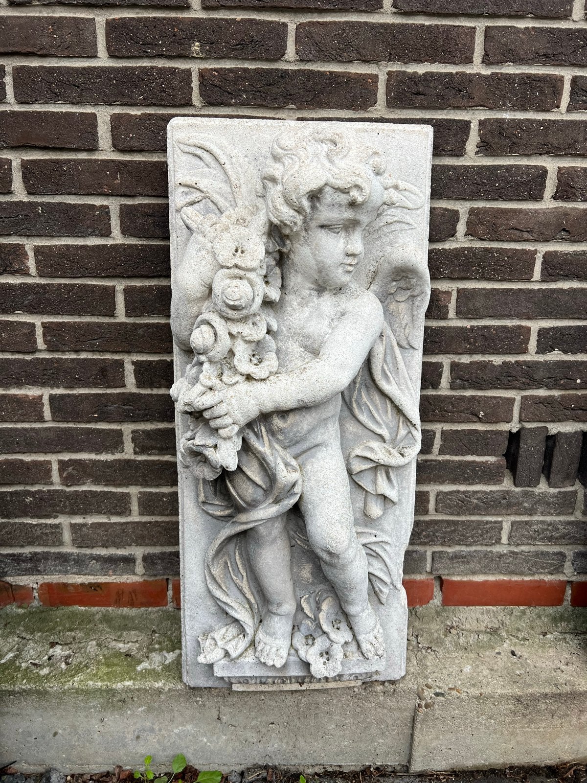 Twee stenen Engelen, Tuin en Terras, Ophalen, Gebruikt, Steen, Engelenbeeld