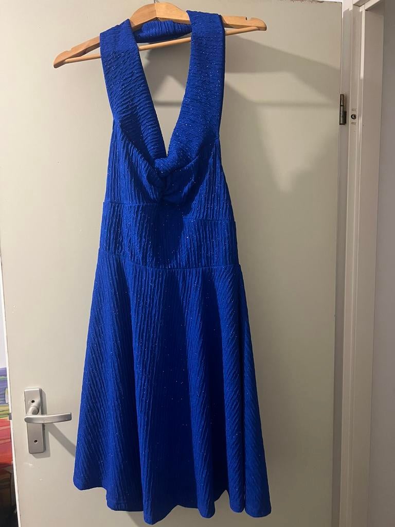 Glitter halterjurk 42, Overige typen, Blauw, Maat 42/44 (L), Ophalen of Verzenden