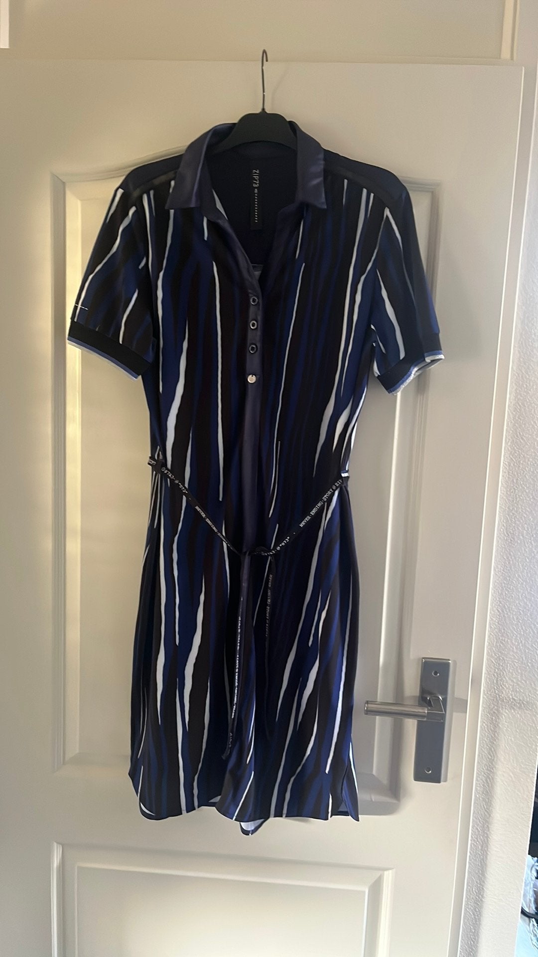 Zip73 midijurk xl blauw zwart wit, Kleding | Dames, Maat 46/48 (XL) of groter, Nieuw, Onder de knie, Verzenden