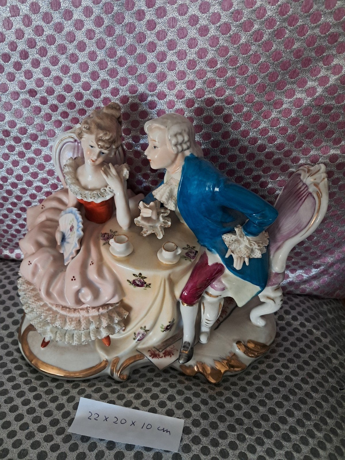 Antiek Dresden porselein beeld 22x18x9cm mooi gedetailleerd, Ophalen of Verzenden