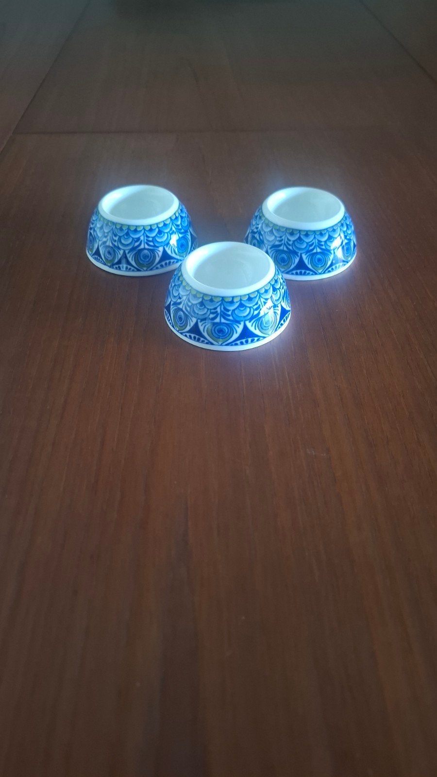 Heinen Delfts Blauw Eierdopjes Paauw - Set van 3, Overige merken, Keramiek, Overige typen, Ophalen of Verzenden