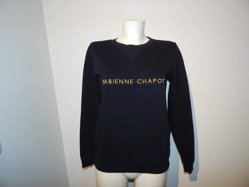 Fabienne Chapot zwarte sweater gouden merk stiksel S, Verzenden, Zwart, Fabienne Chapot, Maat 36 (S)