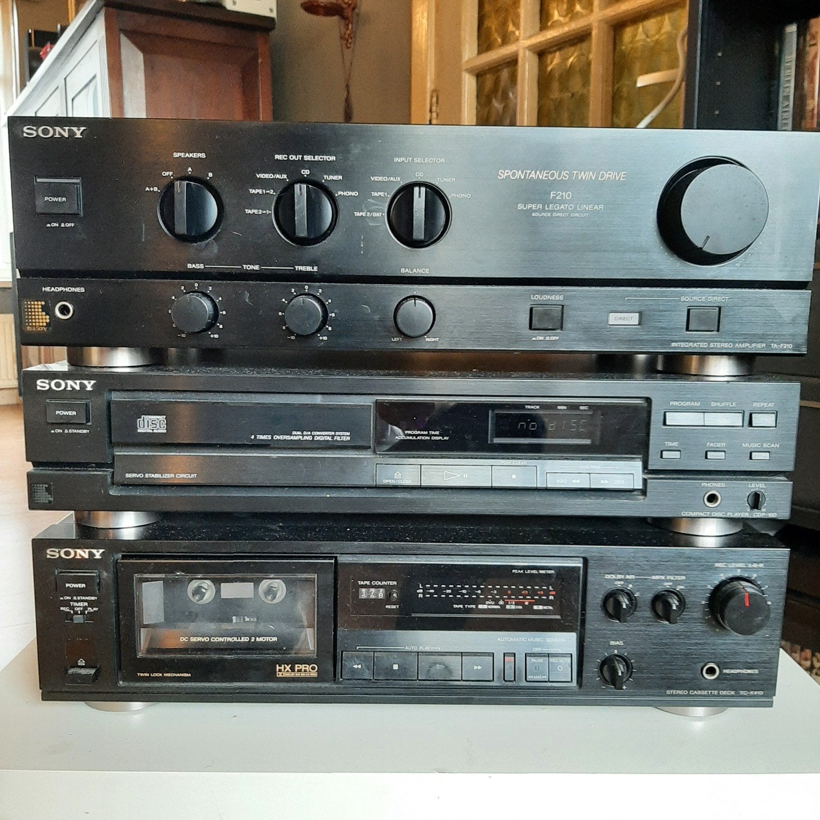 Jaren 80 Sony stereoset met Philips speakers, Ophalen, Gebruikt, Cassettedeck, Losse componenten