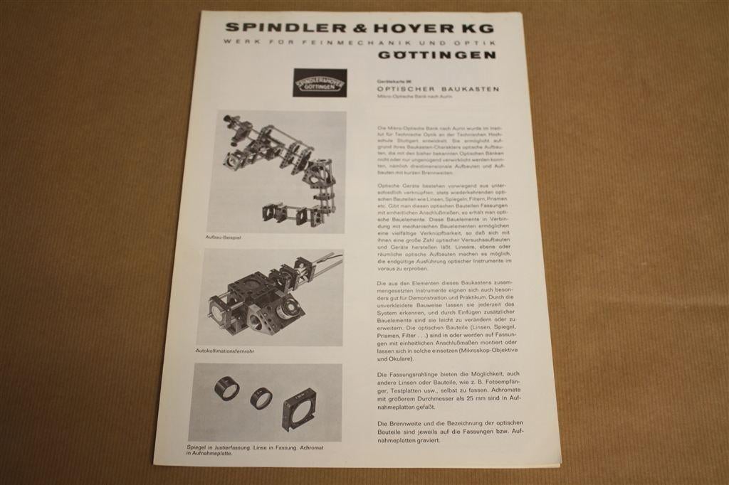 Bouwinstructie optisch apparaat Spindler & Hoyer 1975, Ophalen of Verzenden, Zo goed als nieuw, Bouwkunde