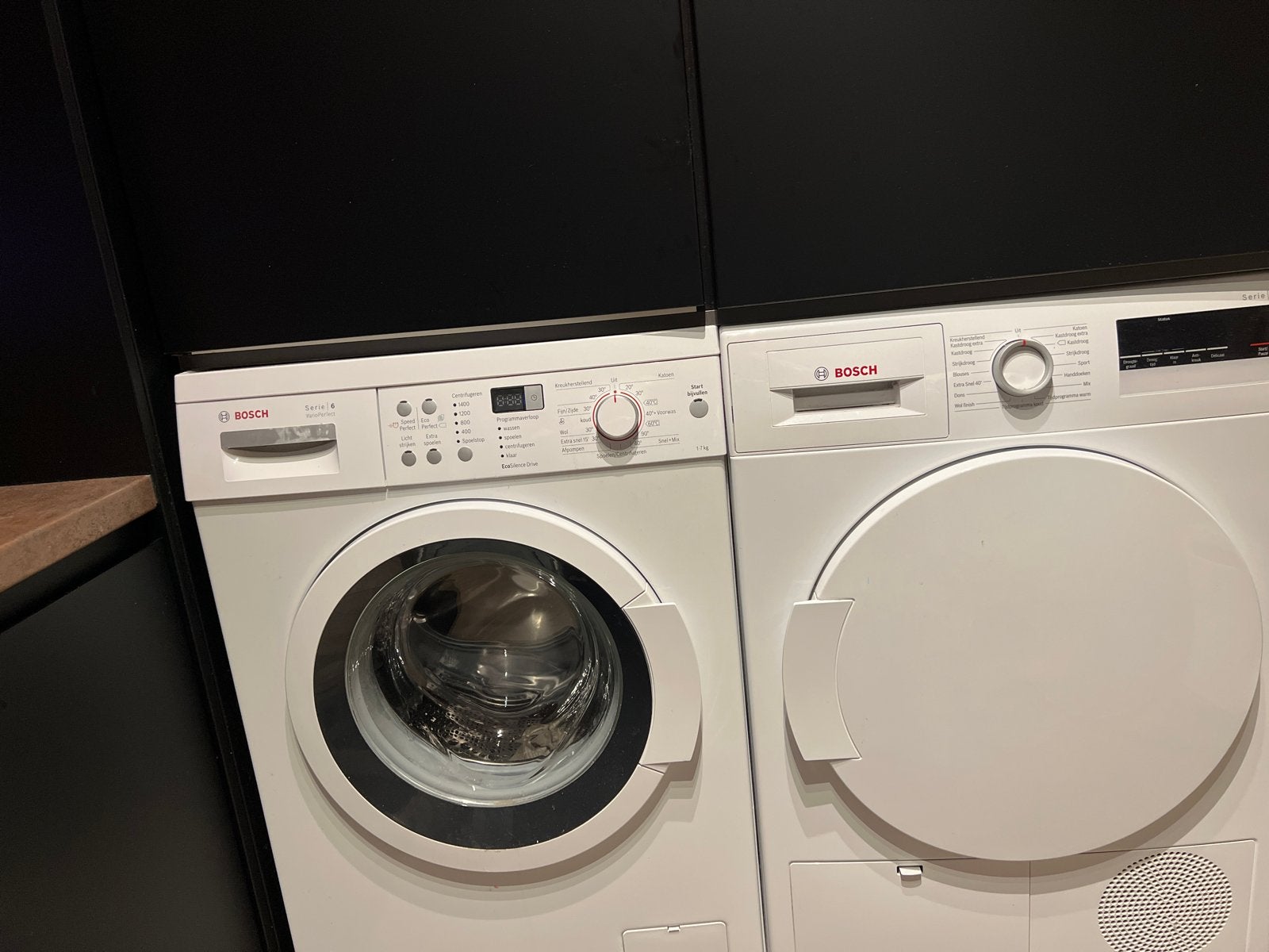 Bosch Wasmachine + Warmtepompdroger Set - Perfect Werkend, Witgoed en Apparatuur, Wasmachines, Ophalen, Gebruikt, Voorlader, Kort programma