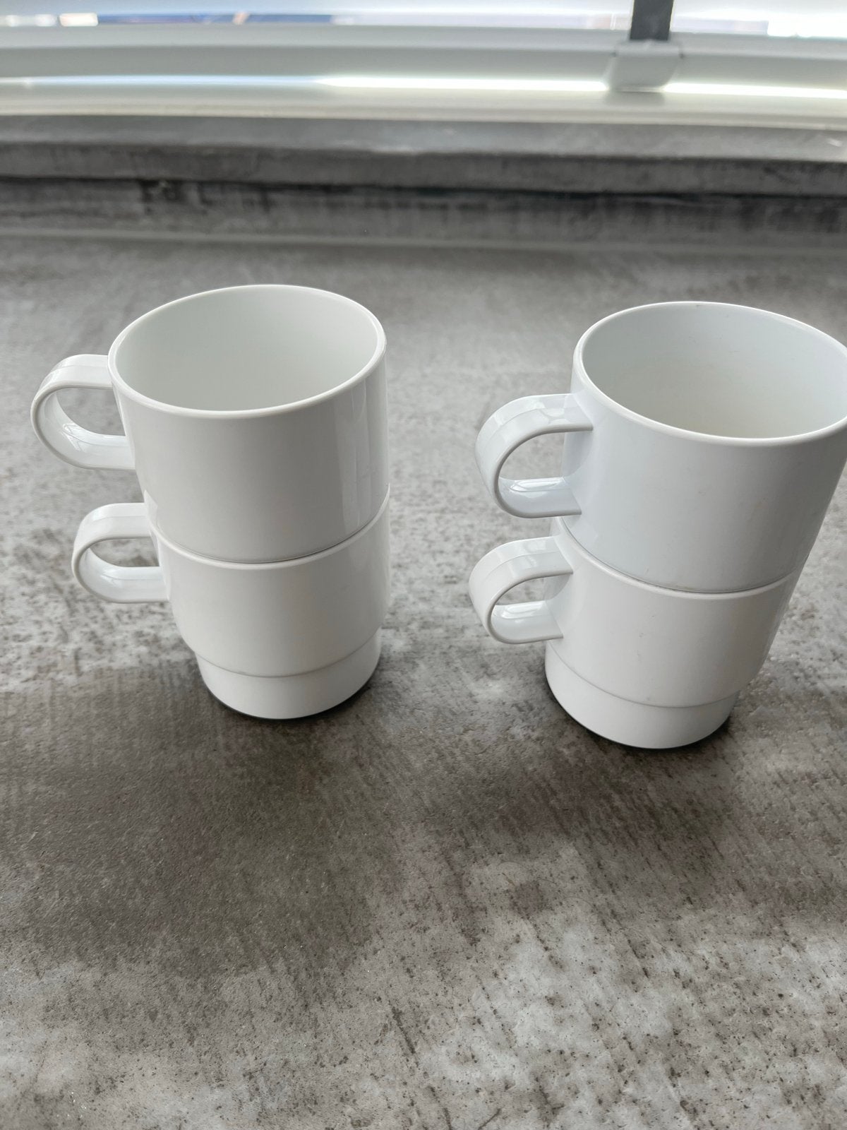 Mepal servies: 4 koffiek. 3kommen, 4 borden - wit melamine, Ophalen of Verzenden, Gebruikt