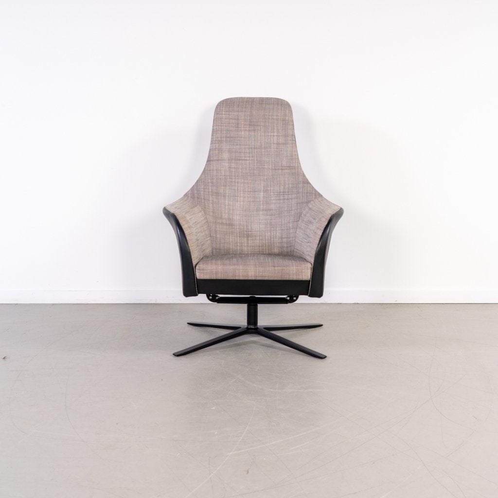 Montis Marvin Relaxfauteuil Grijs Stof + Zwart Leer, Niet ingevuld, Zo goed als nieuw, Niet ingevuld, Niet ingevuld