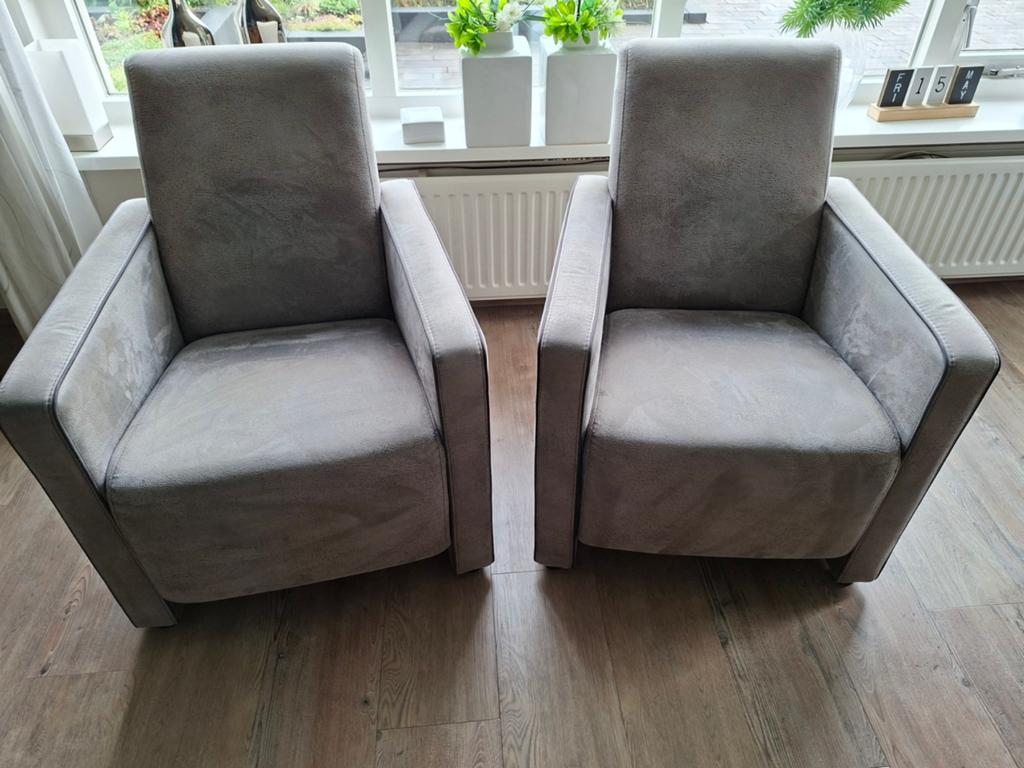 2 x fauteuils grijs, 75 tot 100 cm, Ophalen of Verzenden, Zo goed als nieuw, Stof